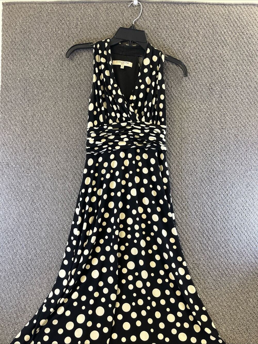Evan-Picone Dress Petite Black and White Polka Dot Halter Dress Size 2P